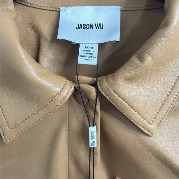 Jason Wu Flap Patch Pocket Faux Leather Jacket In Camel Women's Size Medium New - Picture 4 of 9